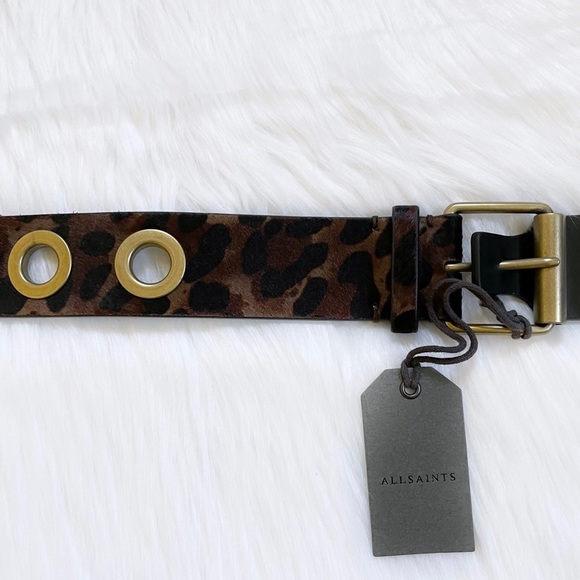 All Saints Genuine Calf Hair Grommet Belt - Picture 5 of 10